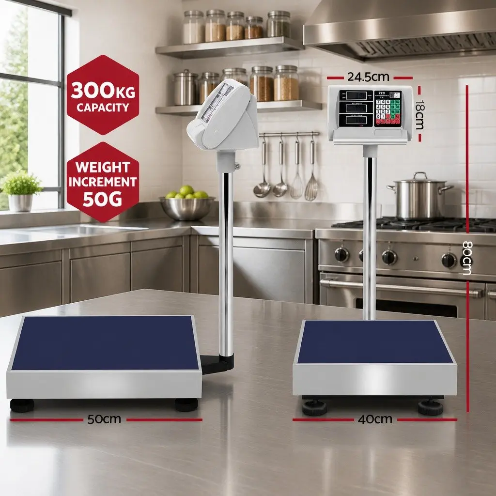 Digital Platform Scale Heavy-duty Stainless Steel 300KG 50x40cm LCD Display