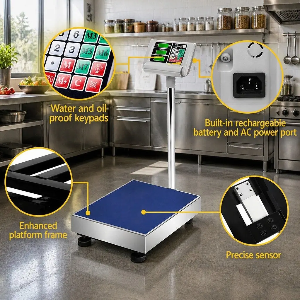 Digital Platform Scale Heavy-duty Stainless Steel 300KG 50x40cm LCD Display