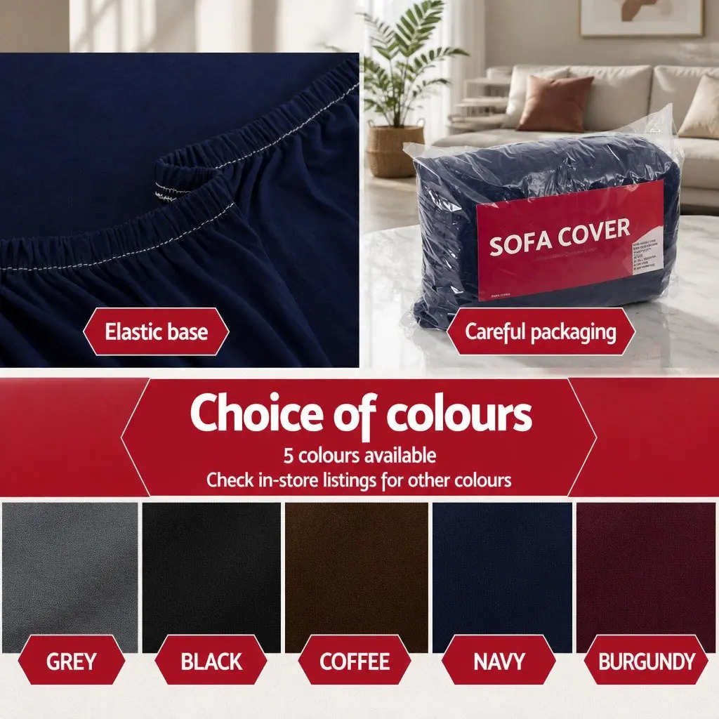 Sofa Cover Stretch Elastic Knitted Fabric 3 Seater Couch Protector Navy