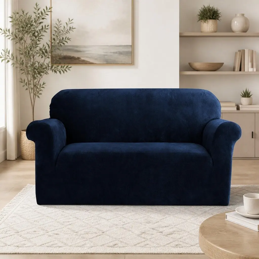 Navy Blue Velvet Sofa Cover