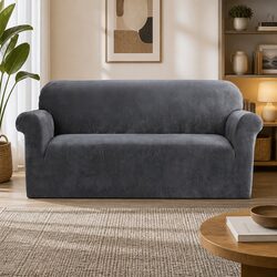 3 Seater Sofa Cover Velvet Couch Covers Stretch Furniture Protection Grey