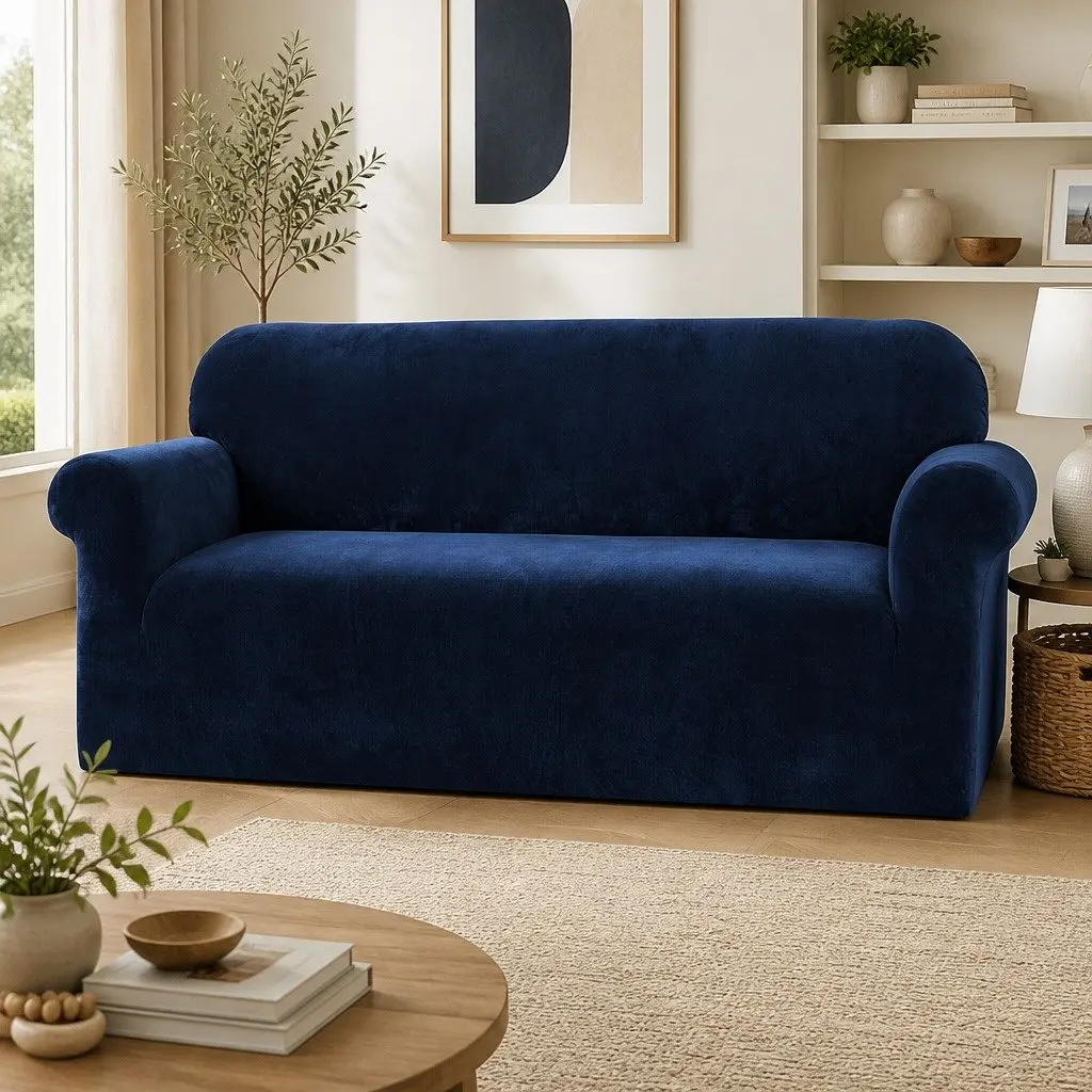 3 Seater Sofa Cover Velvet Couch Protector Stretch Elastic Anti-Slip Washable