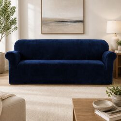 Your Perfect Fit: Navy Blue 4-Seater Velvet Sofa Cover