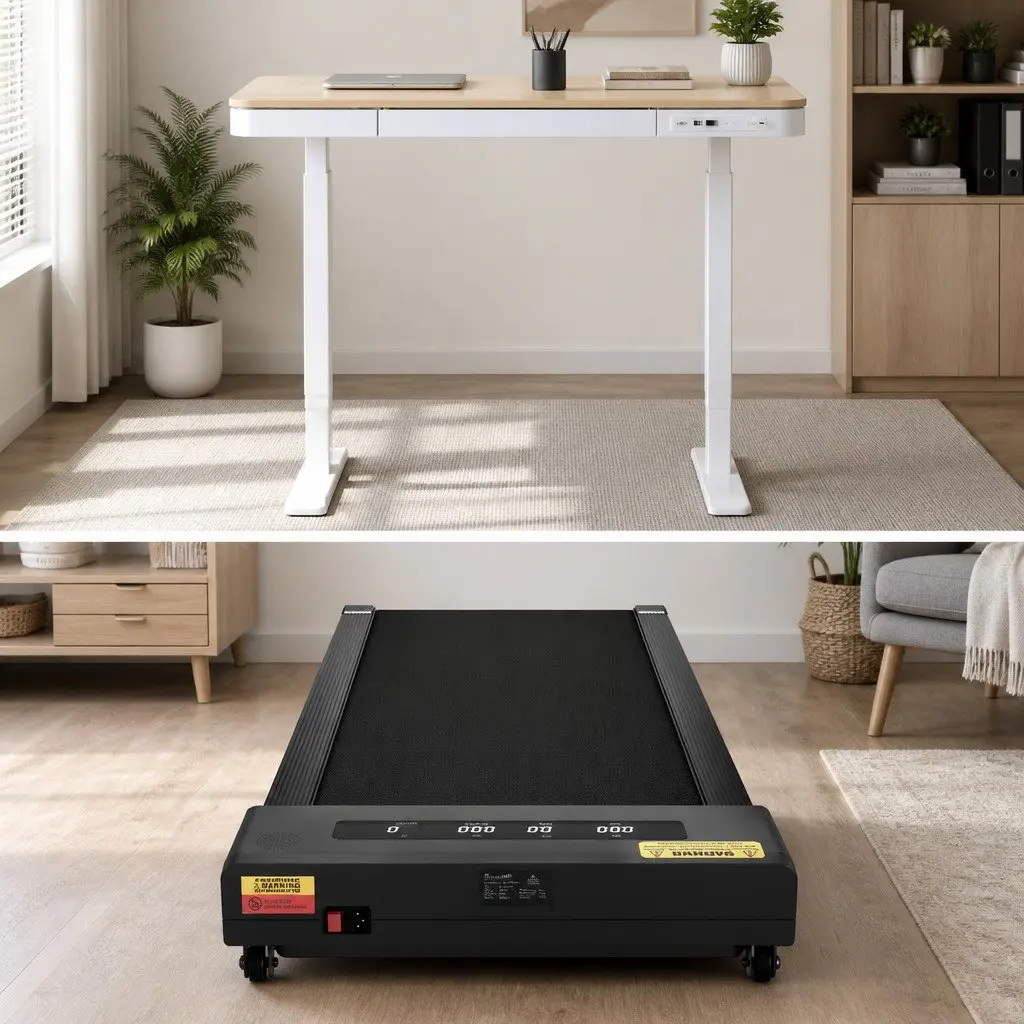 Electric Standing Desk Treadmill Combo 120cm Adjustable Walking Pad Home Office