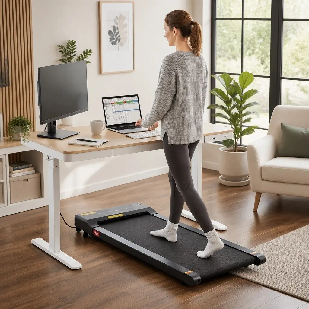 Electric Standing Desk Treadmill Combo 120cm Adjustable Walking Pad Home Office