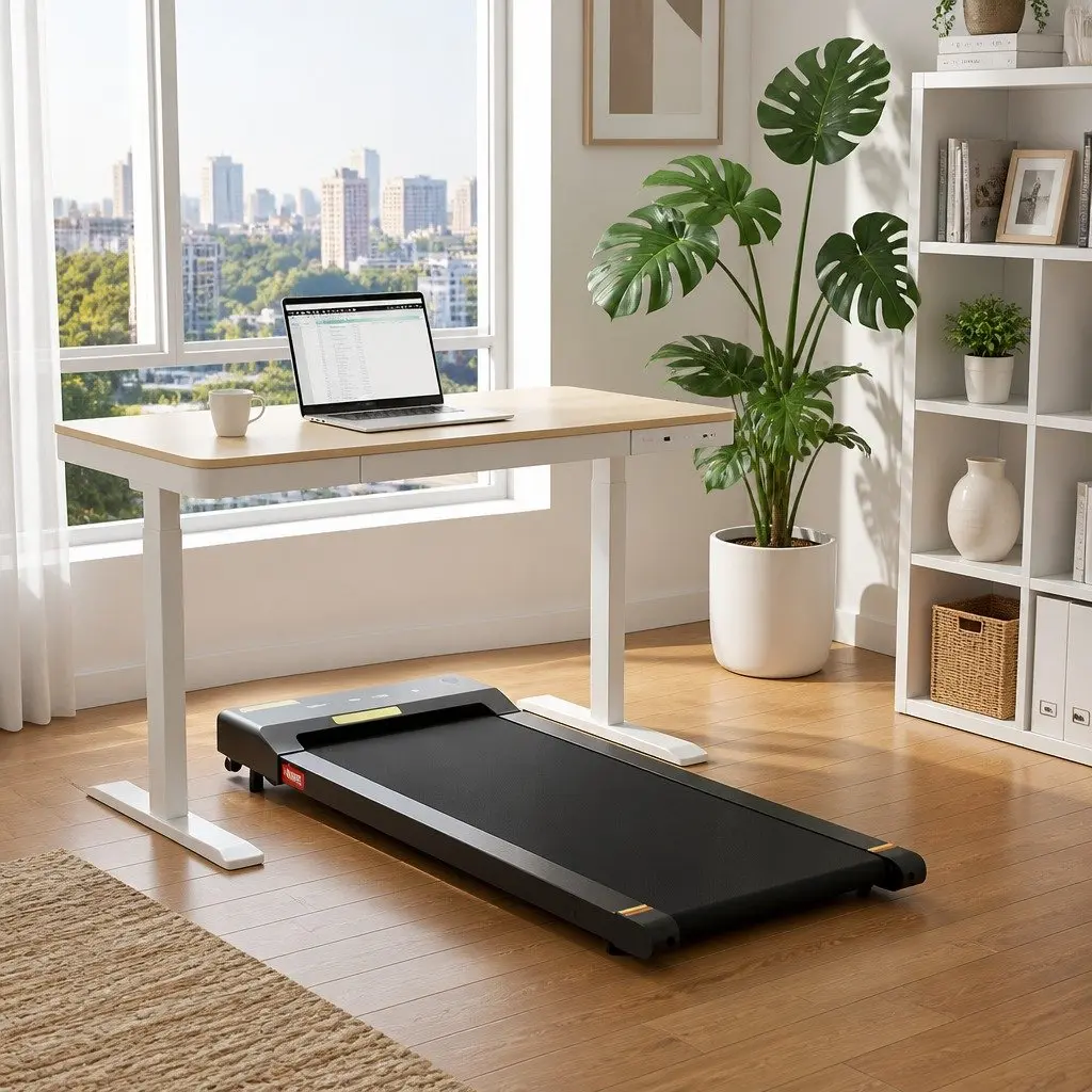 Electric Standing Desk Treadmill Combo 120cm Adjustable Walking Pad Home Office