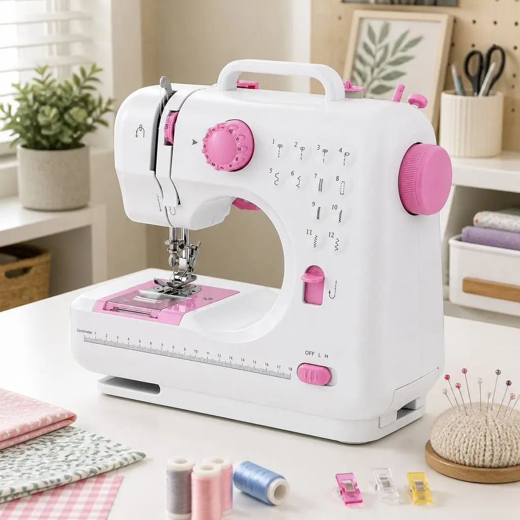 Mini Sewing Machine 12 Stitches Portable Compact Beginner LED Light Craft Kit