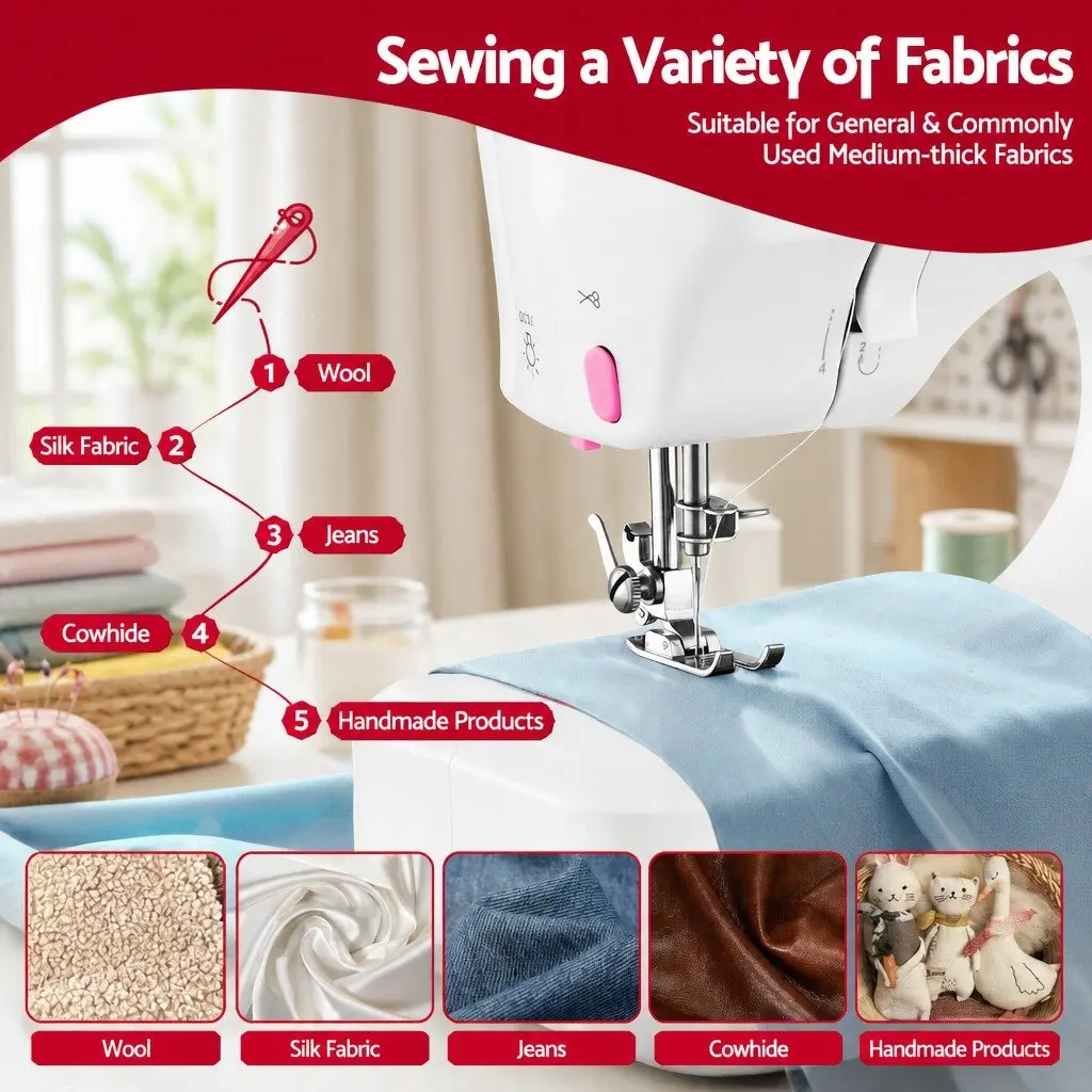 Mini Sewing Machine 12 Stitches Portable Compact Beginner LED Light Craft Kit