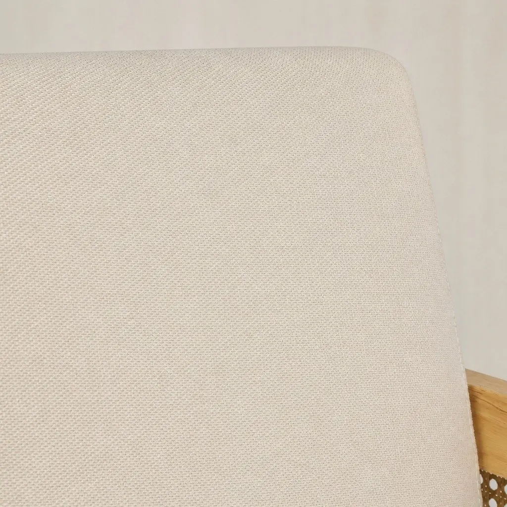 Rattan Armchair Cushioned Seat Backrest Natural Rubberwood 64cm W x 70cm D x 80cm H
