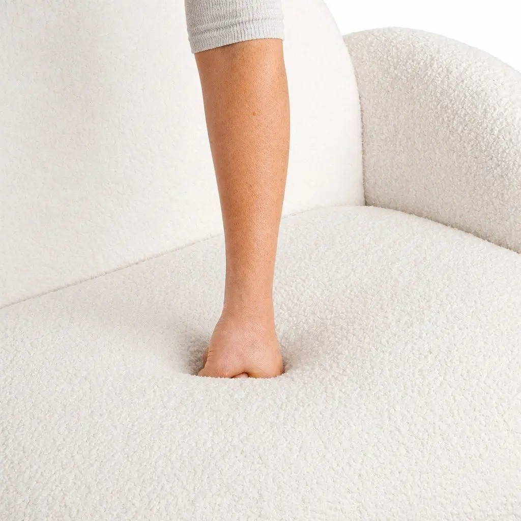 Single Sofa Chair Fleece Upholstered Armchair White