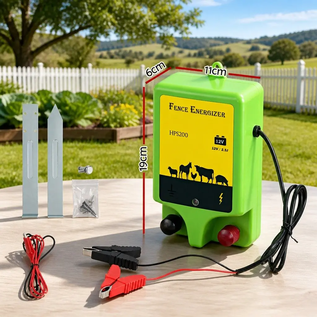 Electric Fence Energiser Battery Powered 18km Coverage 12V