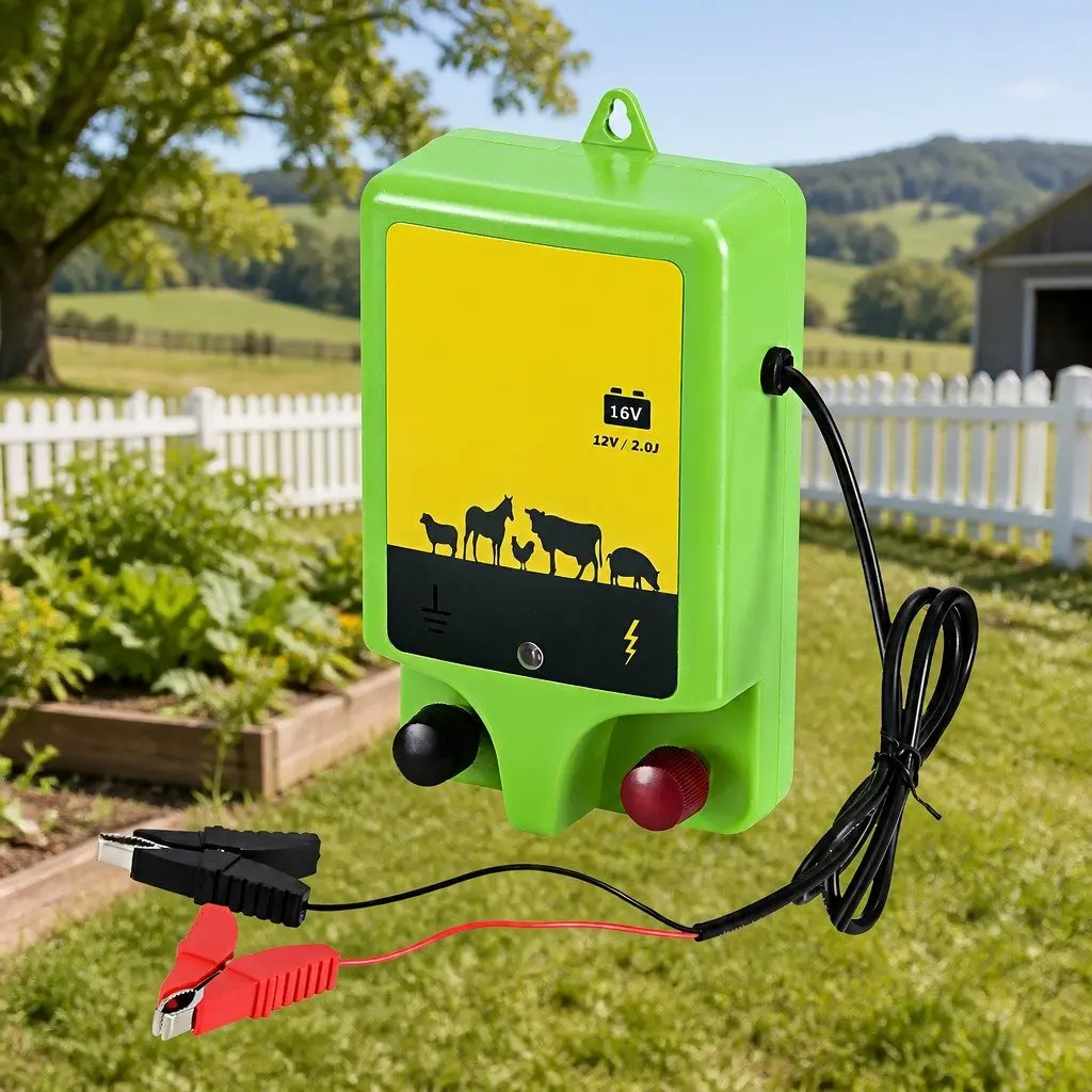 Electric Fence Energiser Battery Powered 18km Coverage 12V