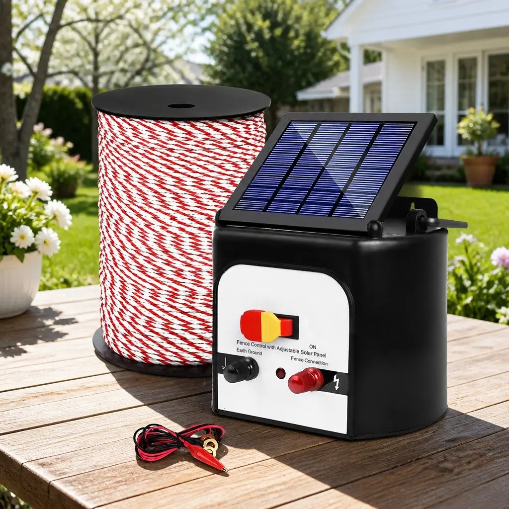 Solar Electric Fence Energiser Solar Powered 8KM with 500M Polytape