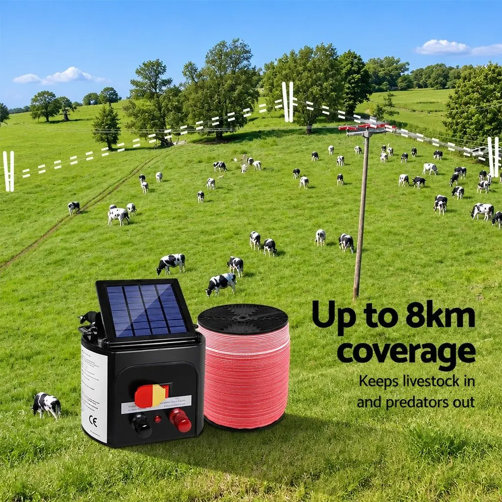 Solar Electric Fence Energiser for 8KM Coverage