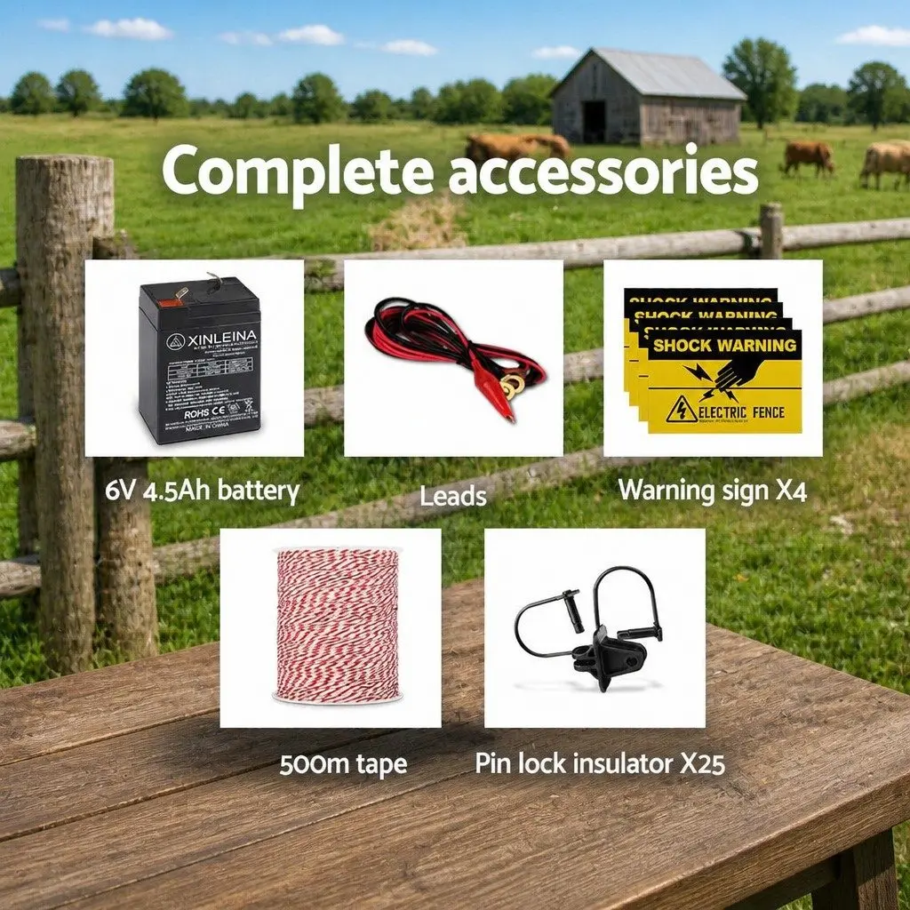 Solar Electric Fence Energiser Compact 3km with Polywire