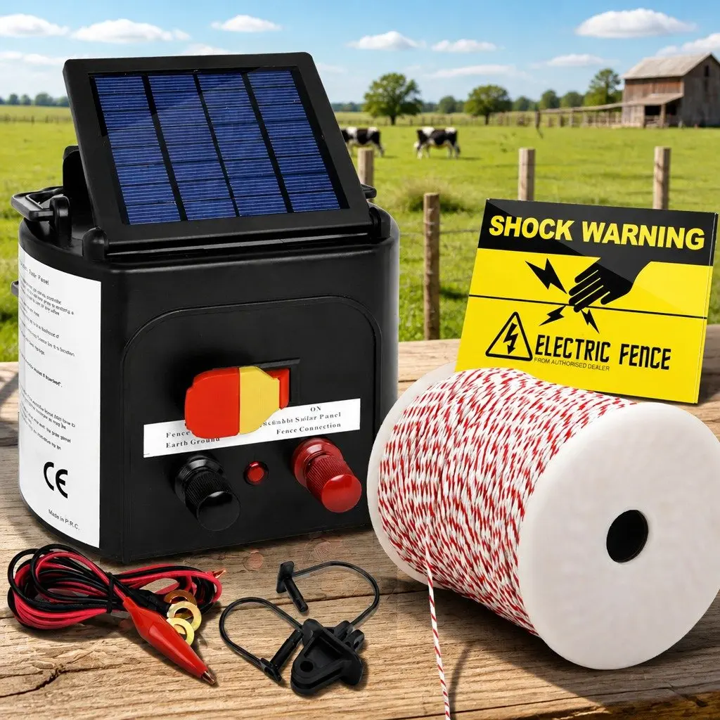 Solar Electric Fence Energiser Compact 3km with Polywire
