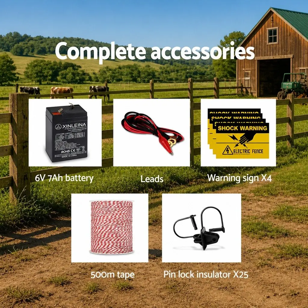 Solar Electric Fence Energiser Solar-powered 8km Livestock Farm Fencing System