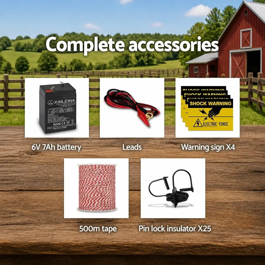 Solar Electric Fence Energiser Solar-powered 8km Livestock Farm Fencing System