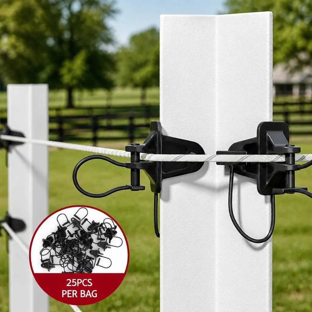 Electric Fence Insulators Pinlock Black 6.5mm for Y Post Metal Post