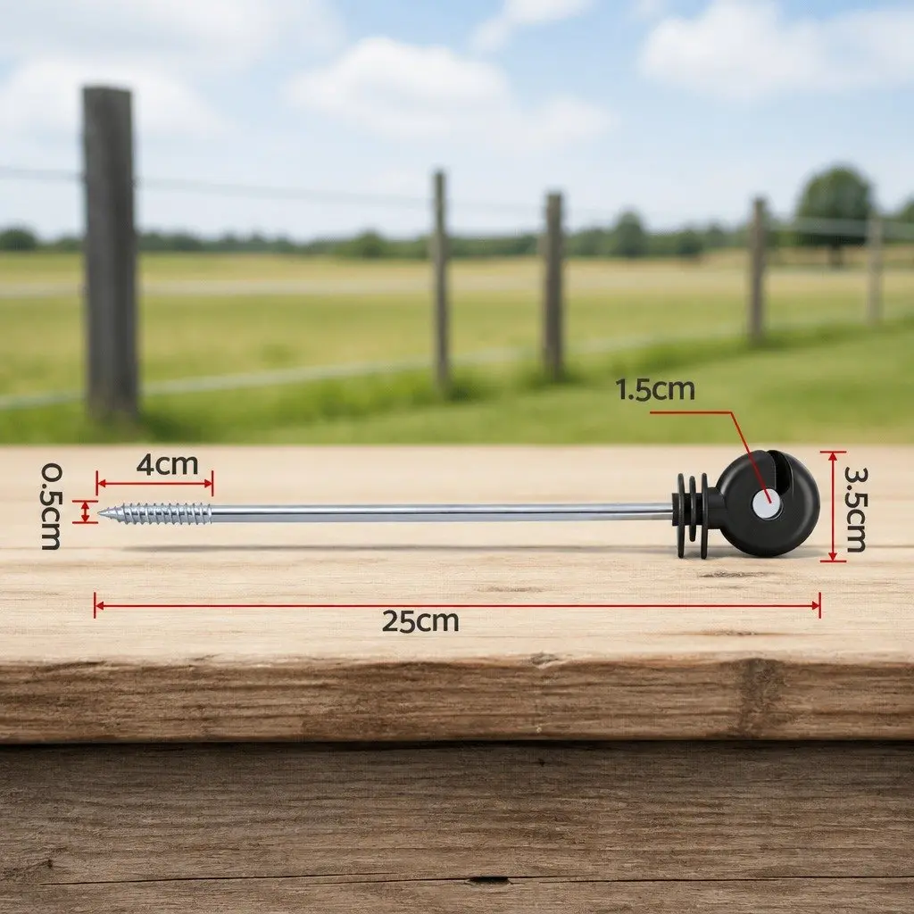 Black Screw-in Electric Fence Ring Insulators 25cm Stand-off 100 Pieces