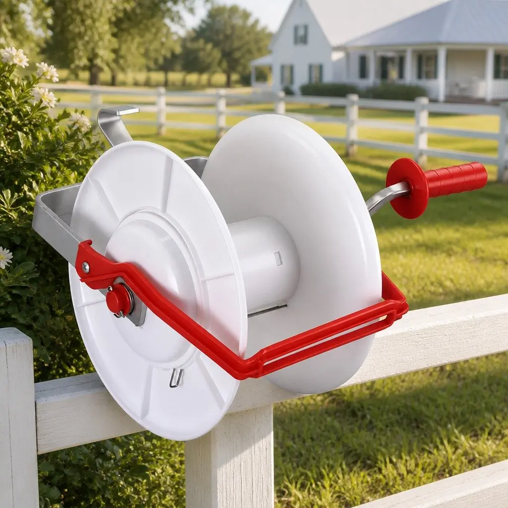 Electric Fence Reel Geared Portable 280mm White