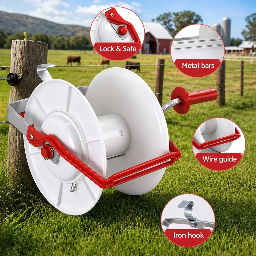 Electric Fence Reel Geared Portable 280mm White