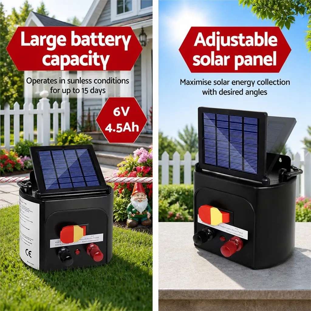 Solar Electric Fence Energiser 3KM Compact Lightweight Waterproof System