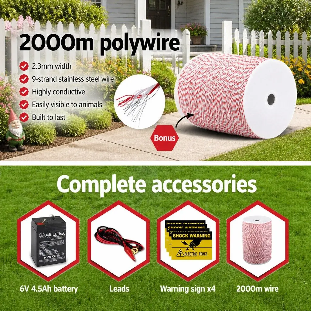 Solar Electric Fence Energiser 3KM Compact Lightweight Waterproof System