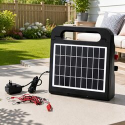 Solar Electric Fence Energiser 5km Farm Animal Charger Water-Resistant Portable