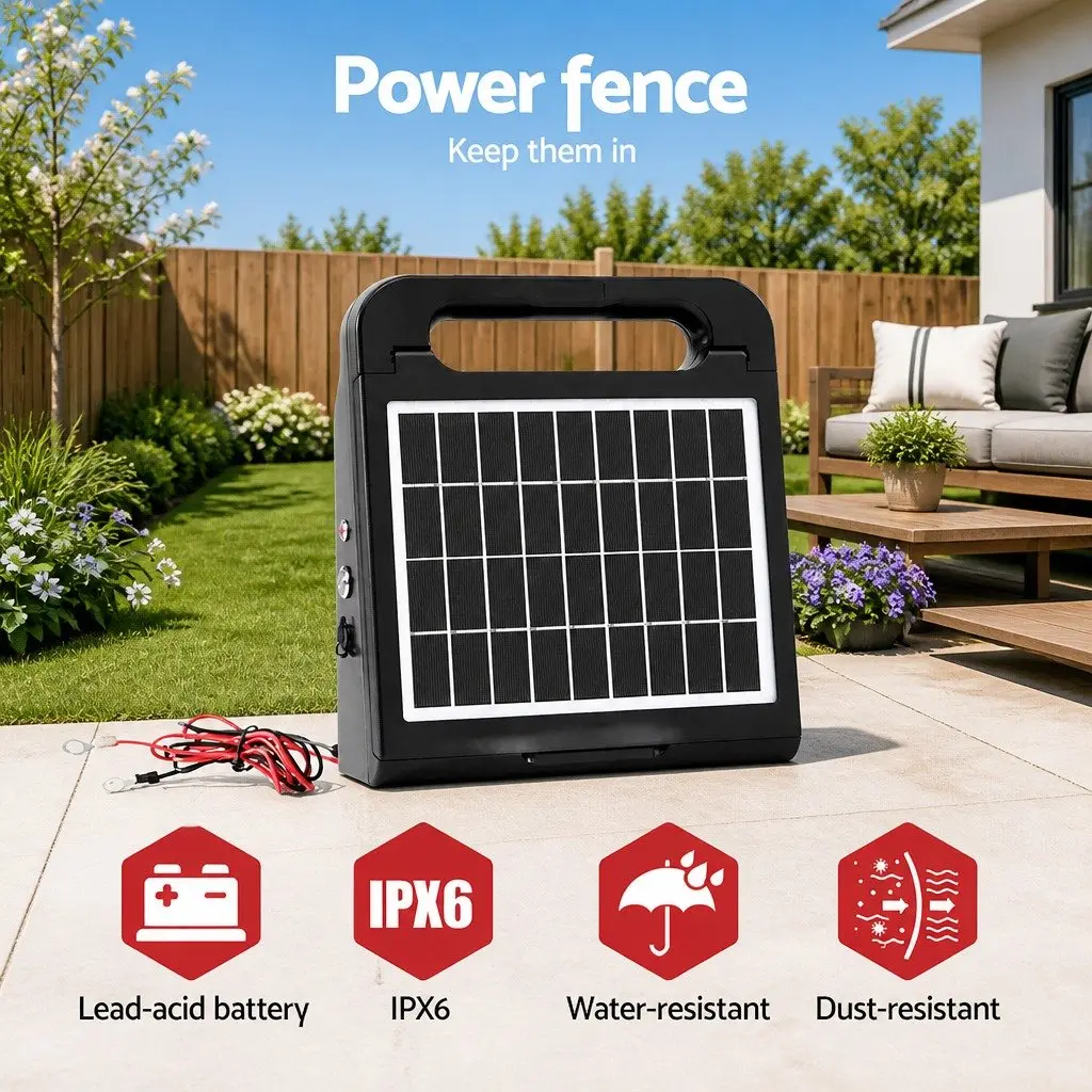 Solar Electric Fence Energiser Water-Resistant 5km