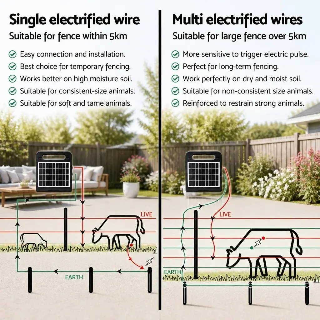 Solar Electric Fence Energiser Water-Resistant 5km