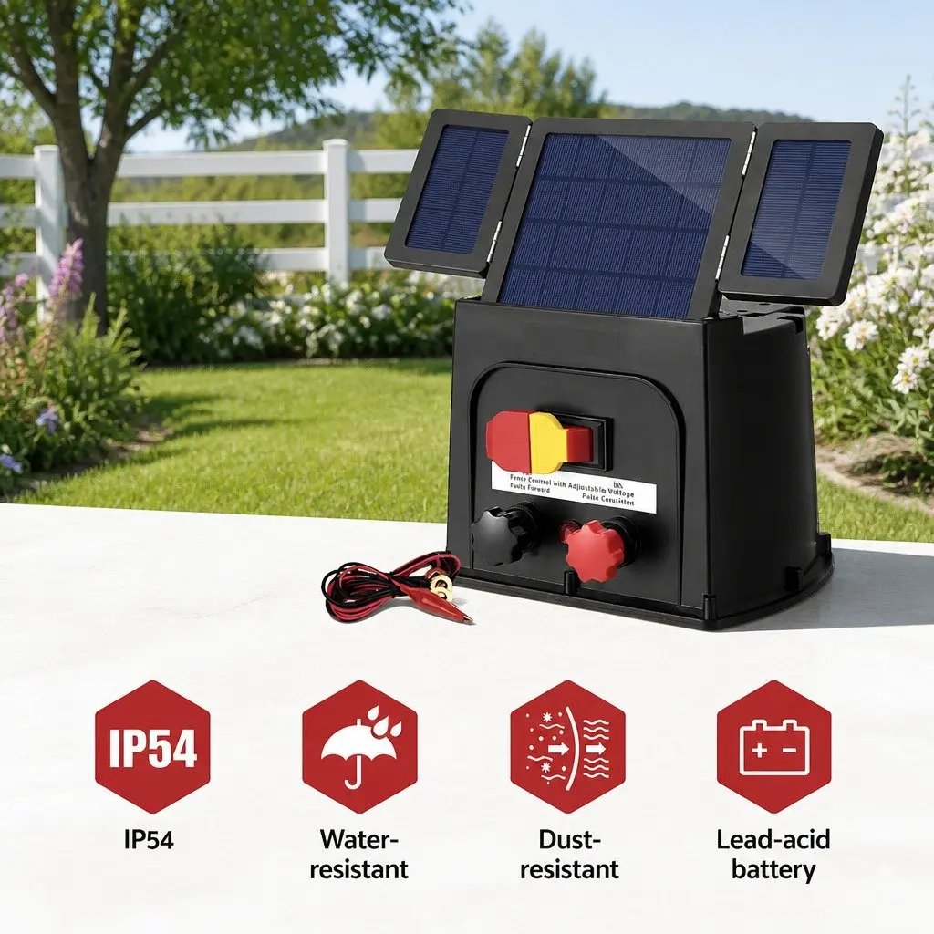 5km Solar Electric Fence Energiser 0.15J PET Panel Livestock Protection System