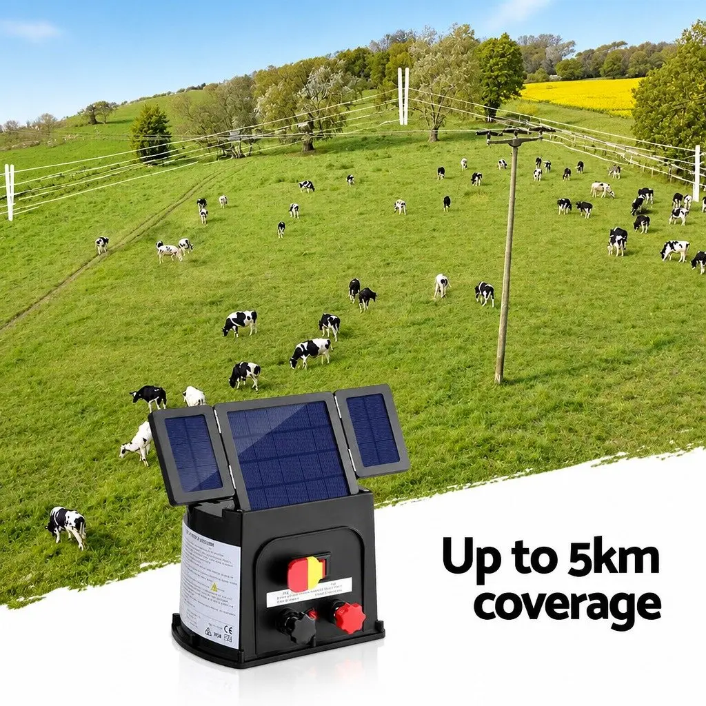 5km Solar Electric Fence Energiser 0.15J PET Panel Livestock Protection System