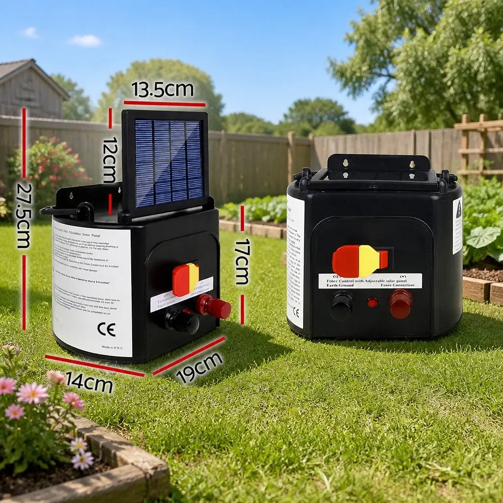 Solar Electric Fence Energiser Waterproof 5km Charger for Livestock Farm Fencing