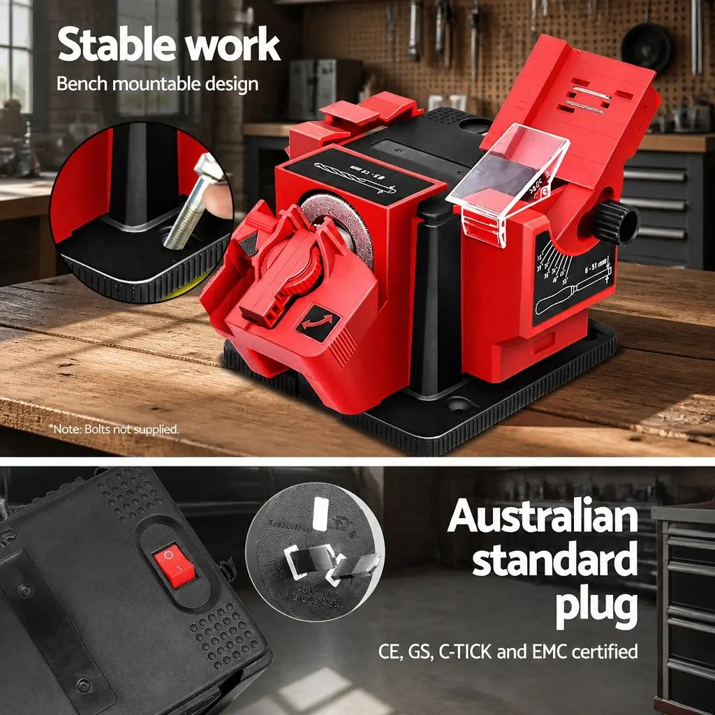 Multifunctional Tool Sharpener 65W Electric Grinder Adjustable Head Angle 20 to 40 Degrees 3 Sharpening Modules