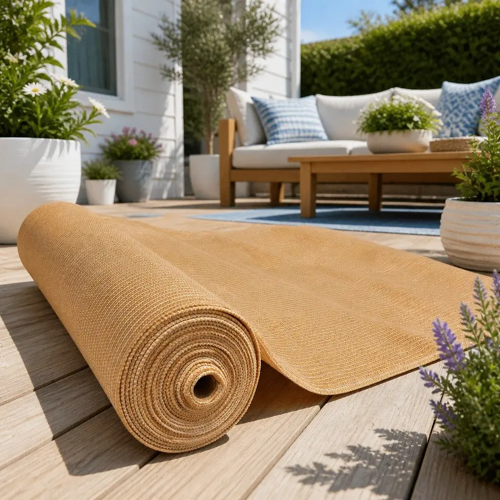 Shade Cloth Roll 50% Shade Block UV Stabilised HDPE Knitted Fabric 1.83m x 10m Beige