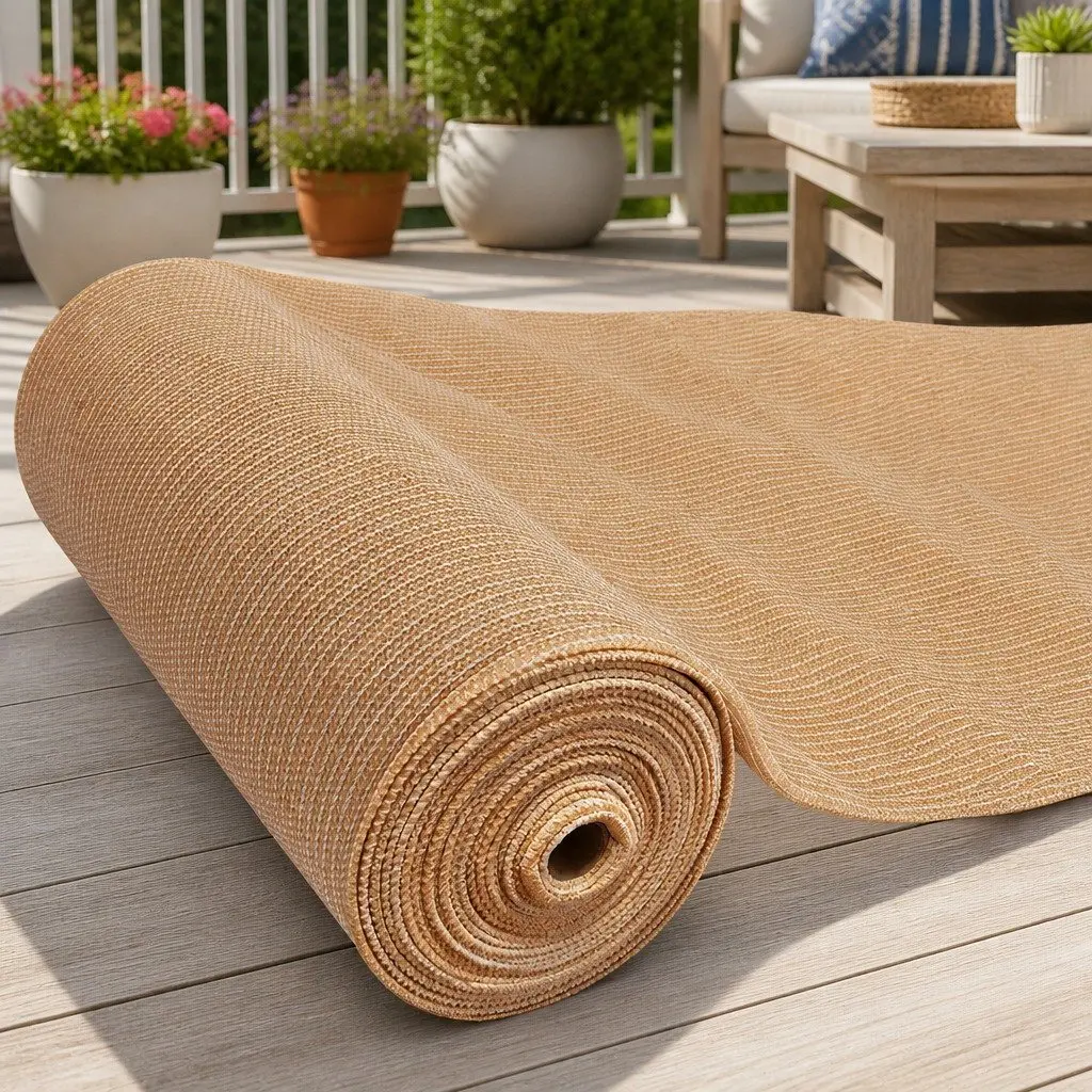 Shade Cloth Roll 50% Shade Block UV Stabilised HDPE Knitted Fabric 1.83m x 10m Beige