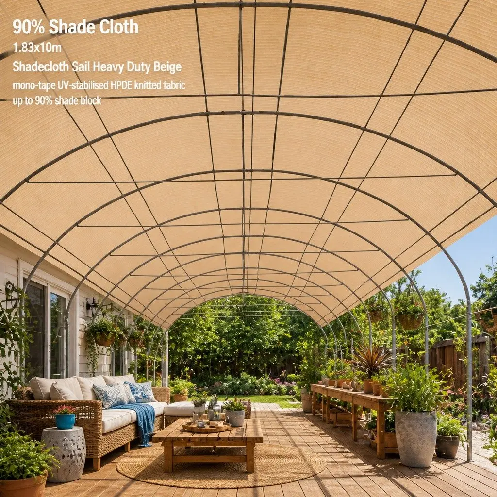 Shade Cloth 90% UV Block Heavy Duty 1.83m x 10m Roll Outdoor Garden Shadecloth