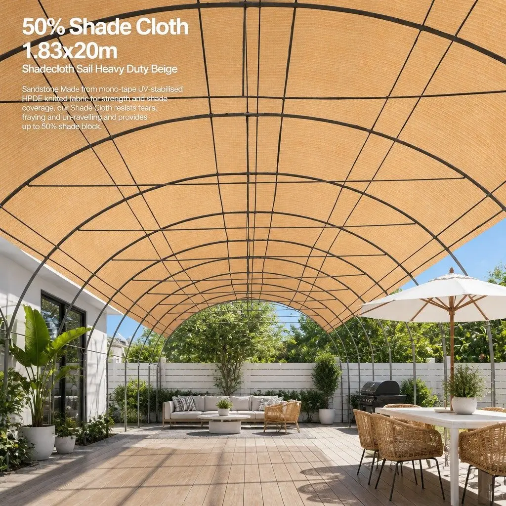 Shade Cloth Roll 50% UV-Stabilised Heavy Duty Beige 1.83m x 20m