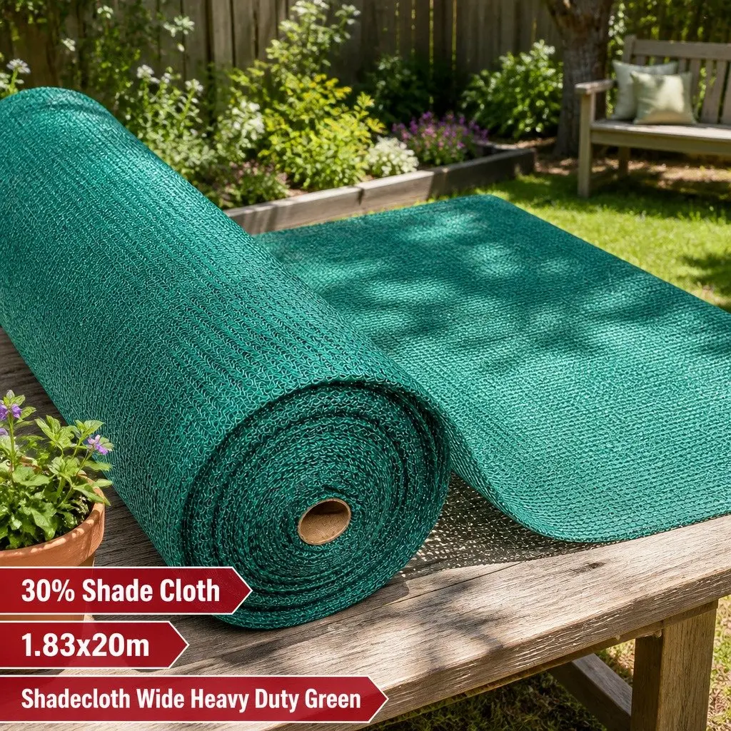 Shade Cloth 30% UV Block Heavy Duty 1.83m x 20m Green Garden Greenhouse
