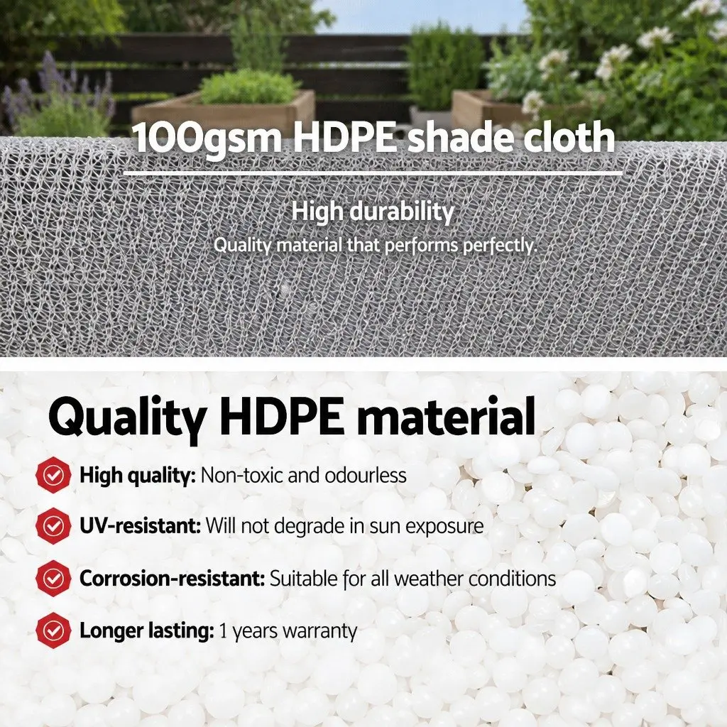 Shade Cloth 50% UV Block Heavy Duty 1.83m x 30m Roll White Shadecloth for Garden