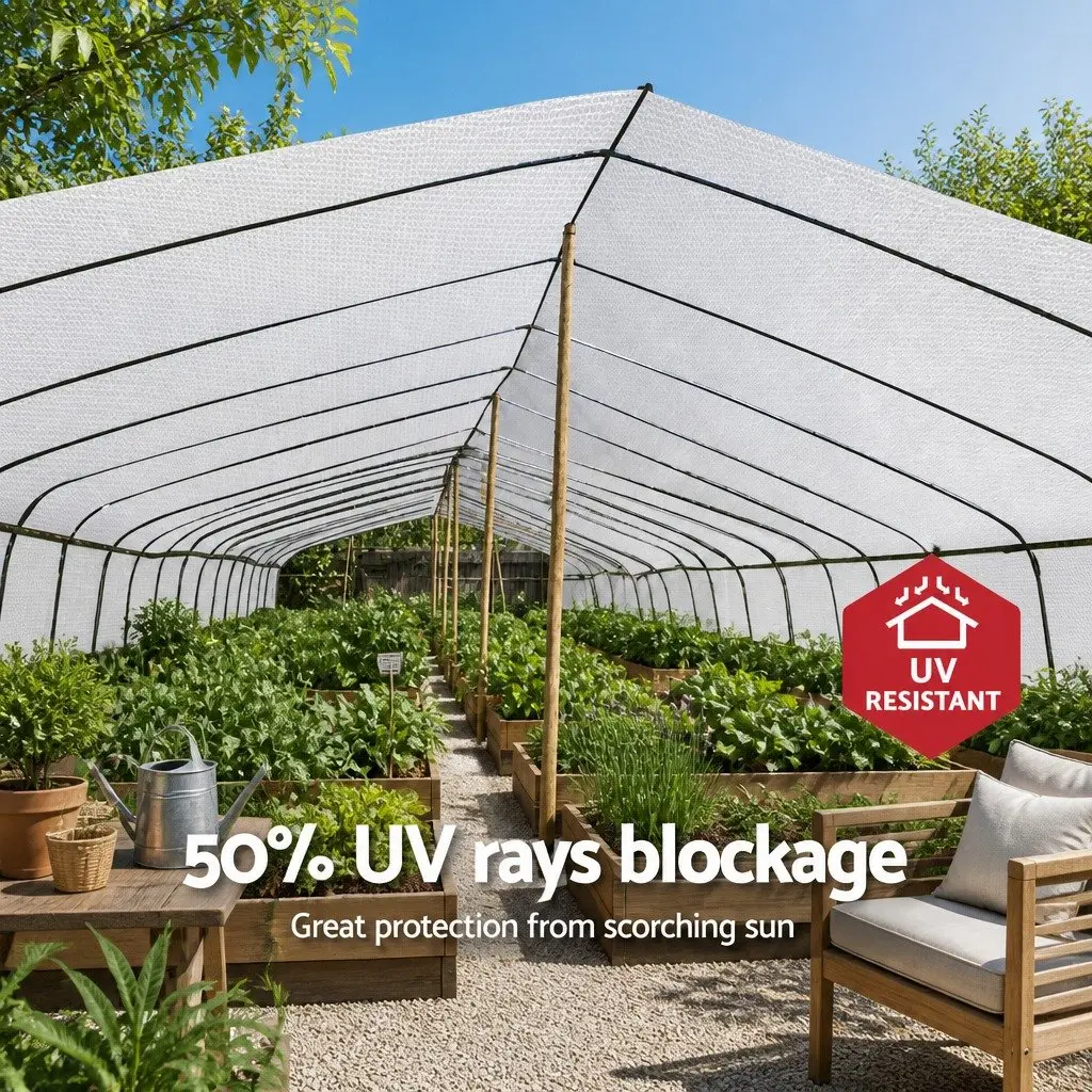 Shade Cloth 50% UV Block Heavy Duty 1.83m x 30m Roll White Shadecloth for Garden