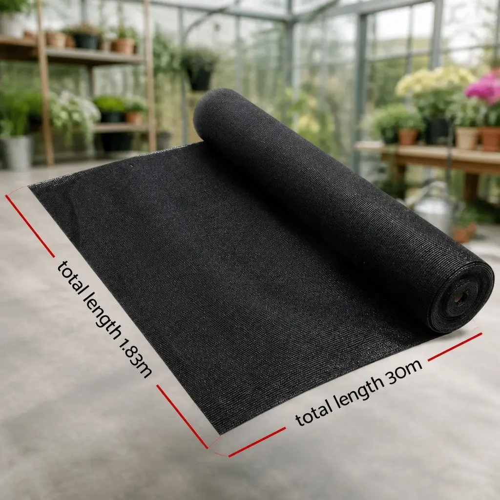 Shade Cloth Heavy Duty UV-Stabilized HPDE Knitted Fabric Black 1.83m x 30m 90% Shade Block