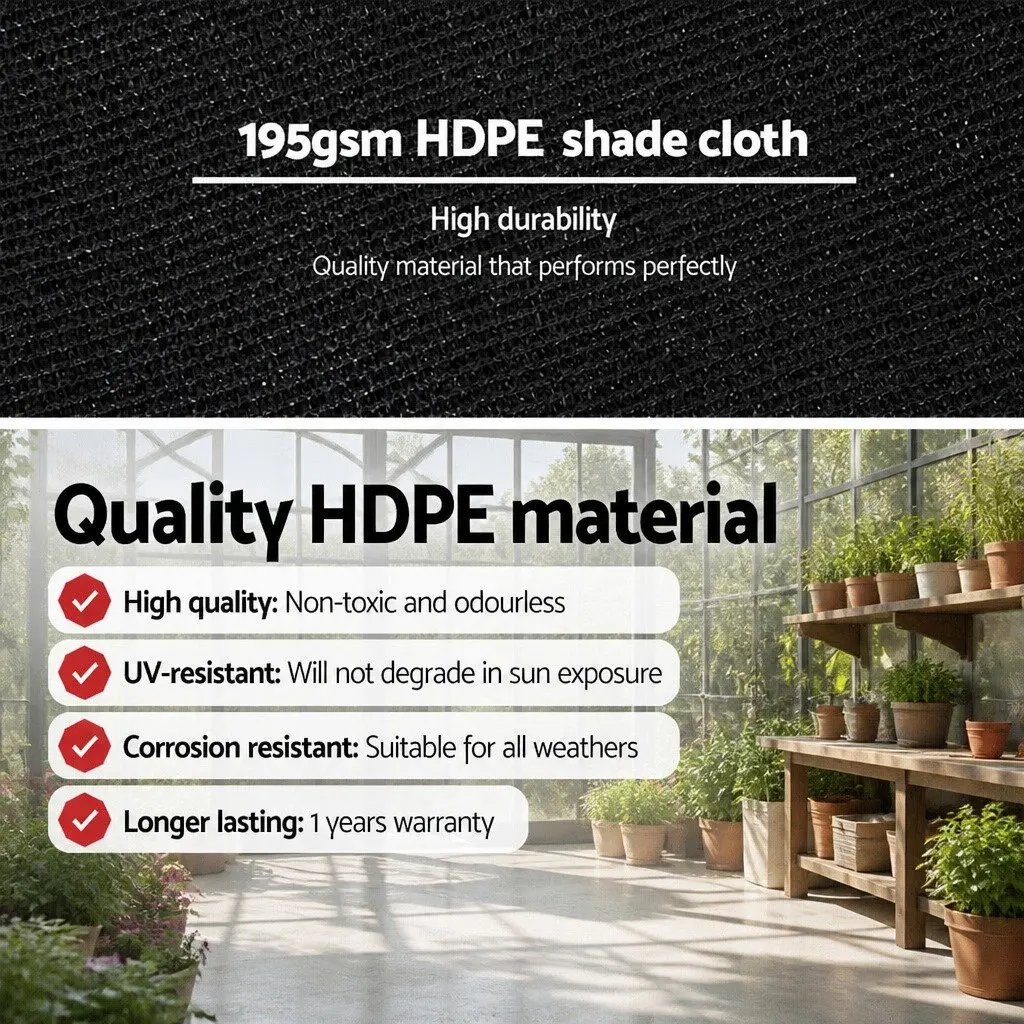 Shade Cloth Heavy Duty UV-Stabilized HPDE Knitted Fabric Black 1.83m x 30m 90% Shade Block