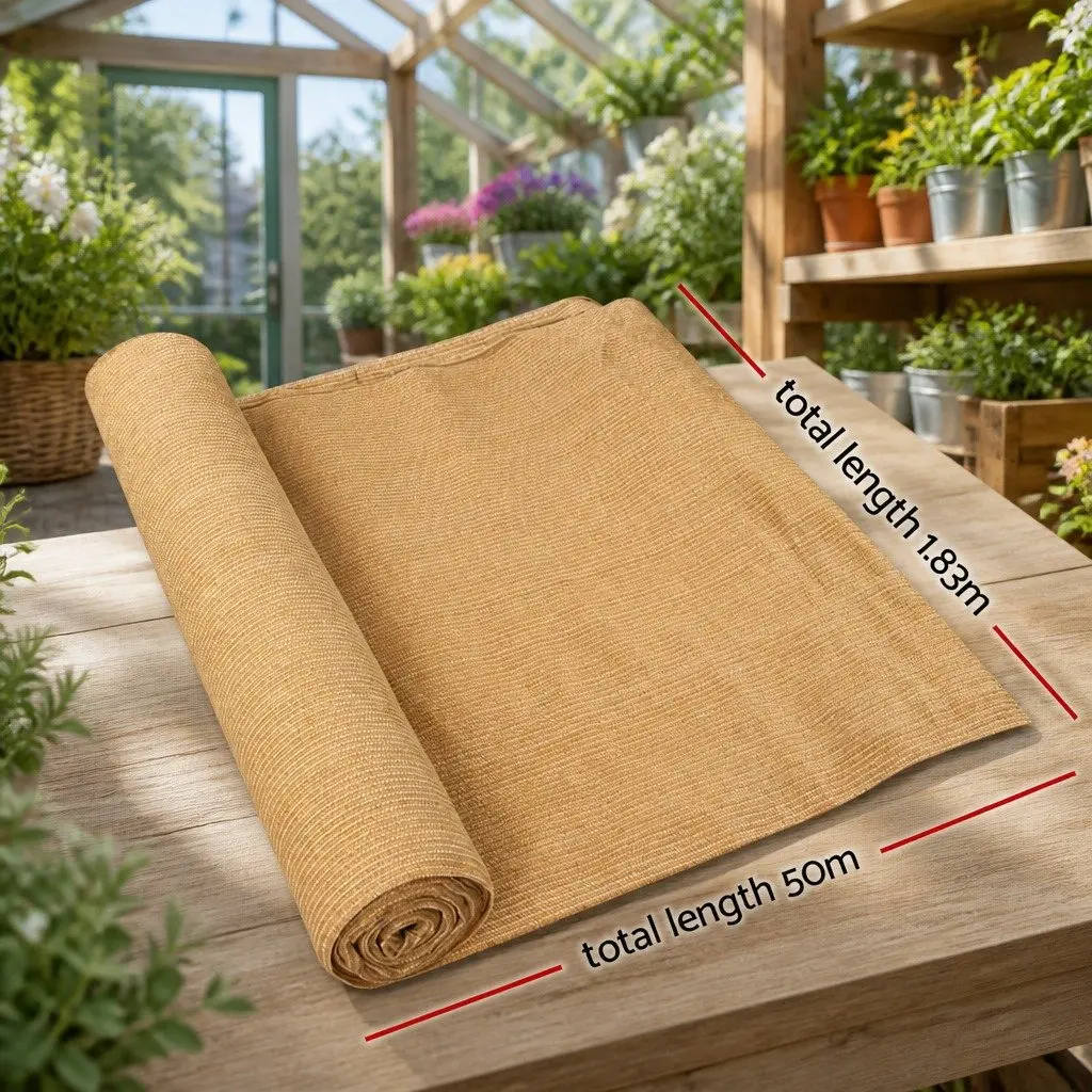 Shade Cloth 70% UV Block Heavy Duty 1.83m x 50m Roll Beige Garden Greenhouse