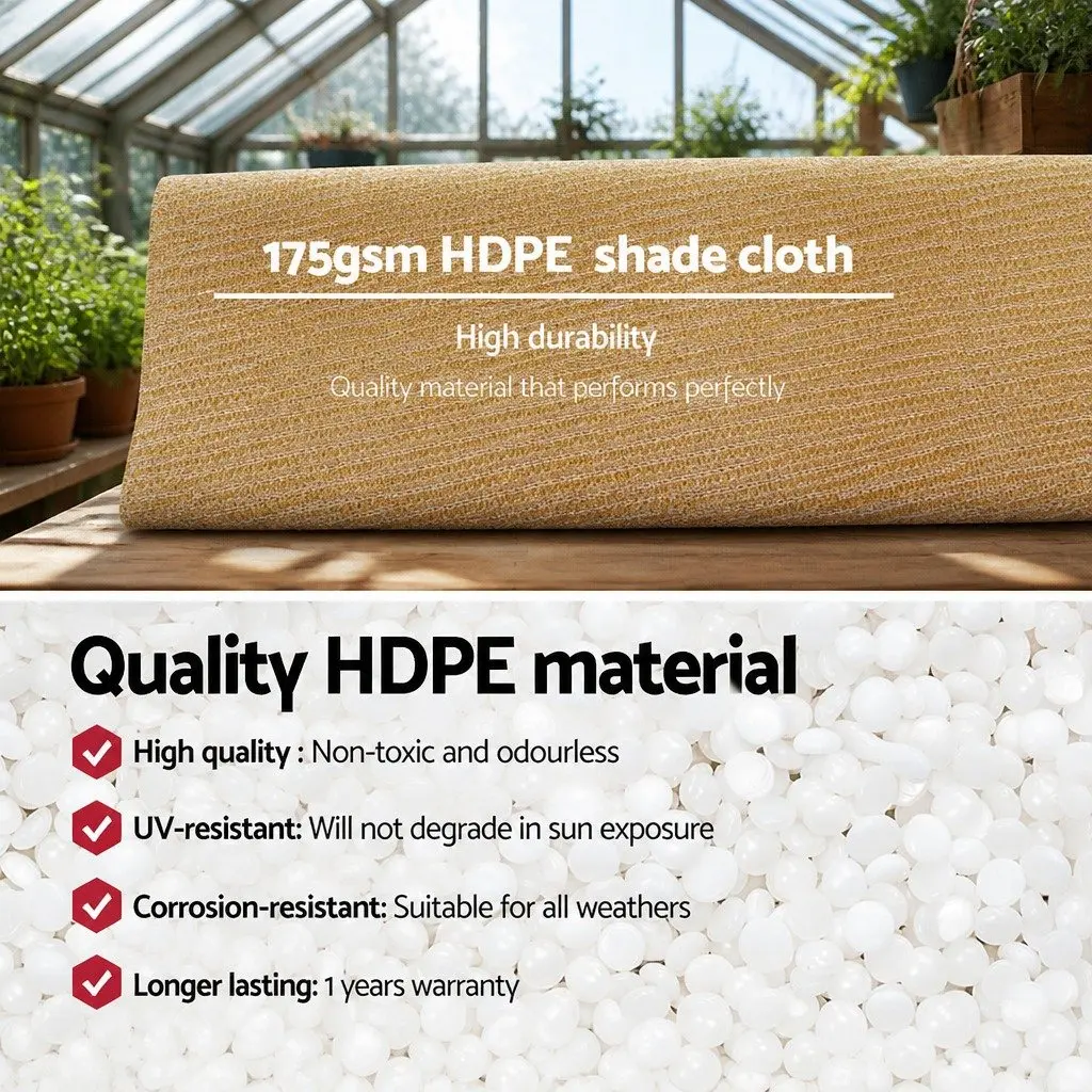 Shade Cloth 70% UV Block Heavy Duty 1.83m x 50m Roll Beige Garden Greenhouse