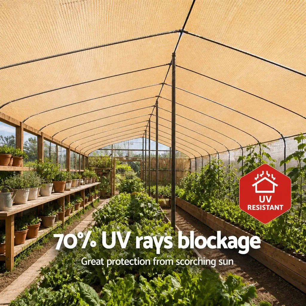Shade Cloth 70% UV Block Heavy Duty 1.83m x 50m Roll Beige Garden Greenhouse