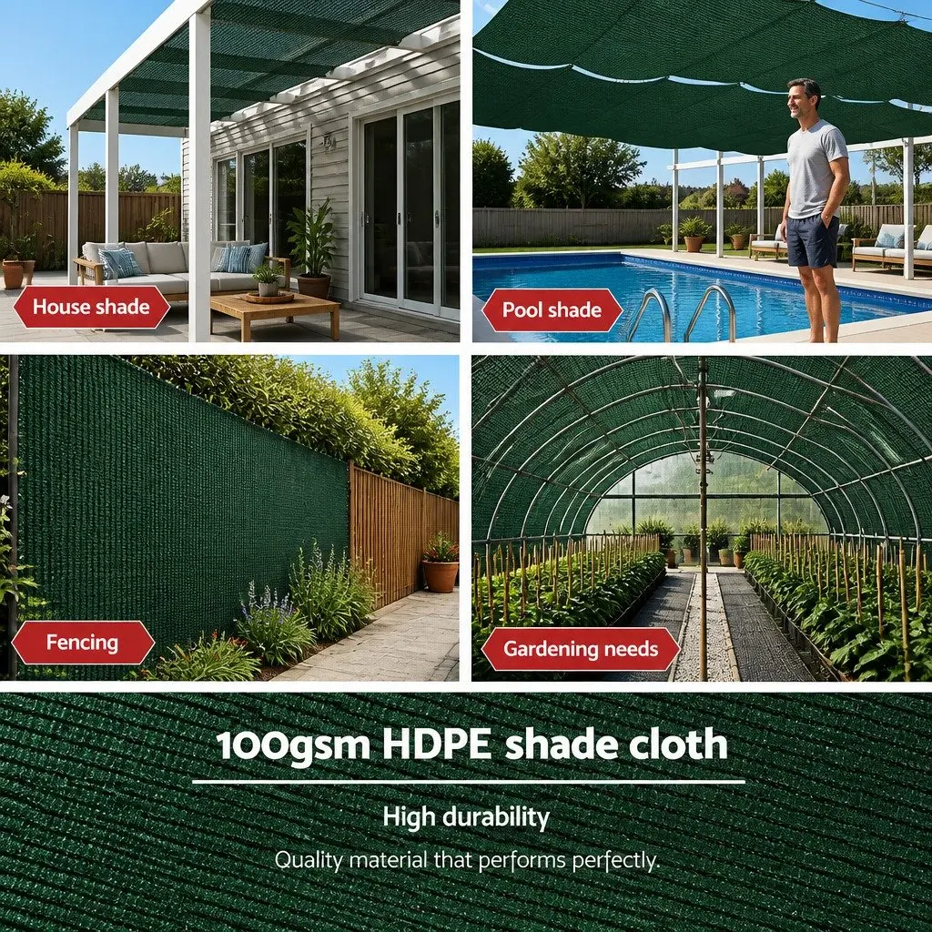 Shade Cloth 50% Sun Block UV-Stabilised Green 3.66x10m Roll for Greenhouse Garden