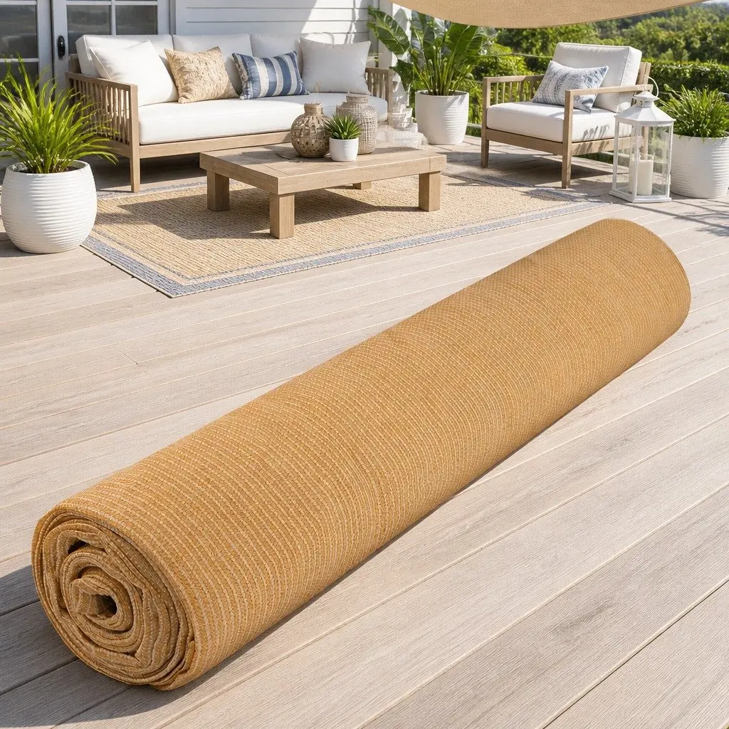 Shade Cloth 50% UV Block Heavy Duty 3.66m x 20m Roll Knitted Fabric Beige