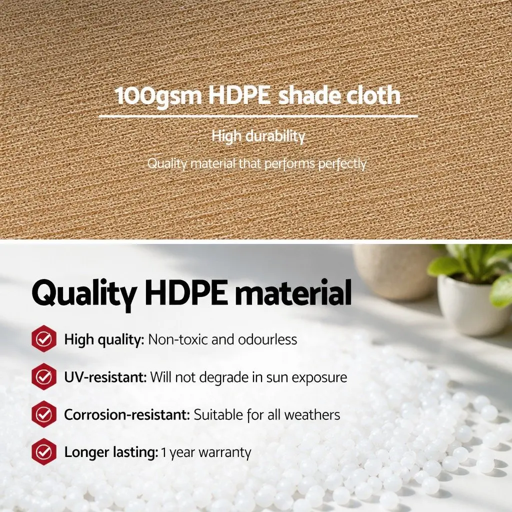 Shade Cloth 50% UV Block Heavy Duty 3.66m x 20m Roll Knitted Fabric Beige